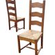 Vintage Set of 4 dining chairs oak and wicker 70's design high back