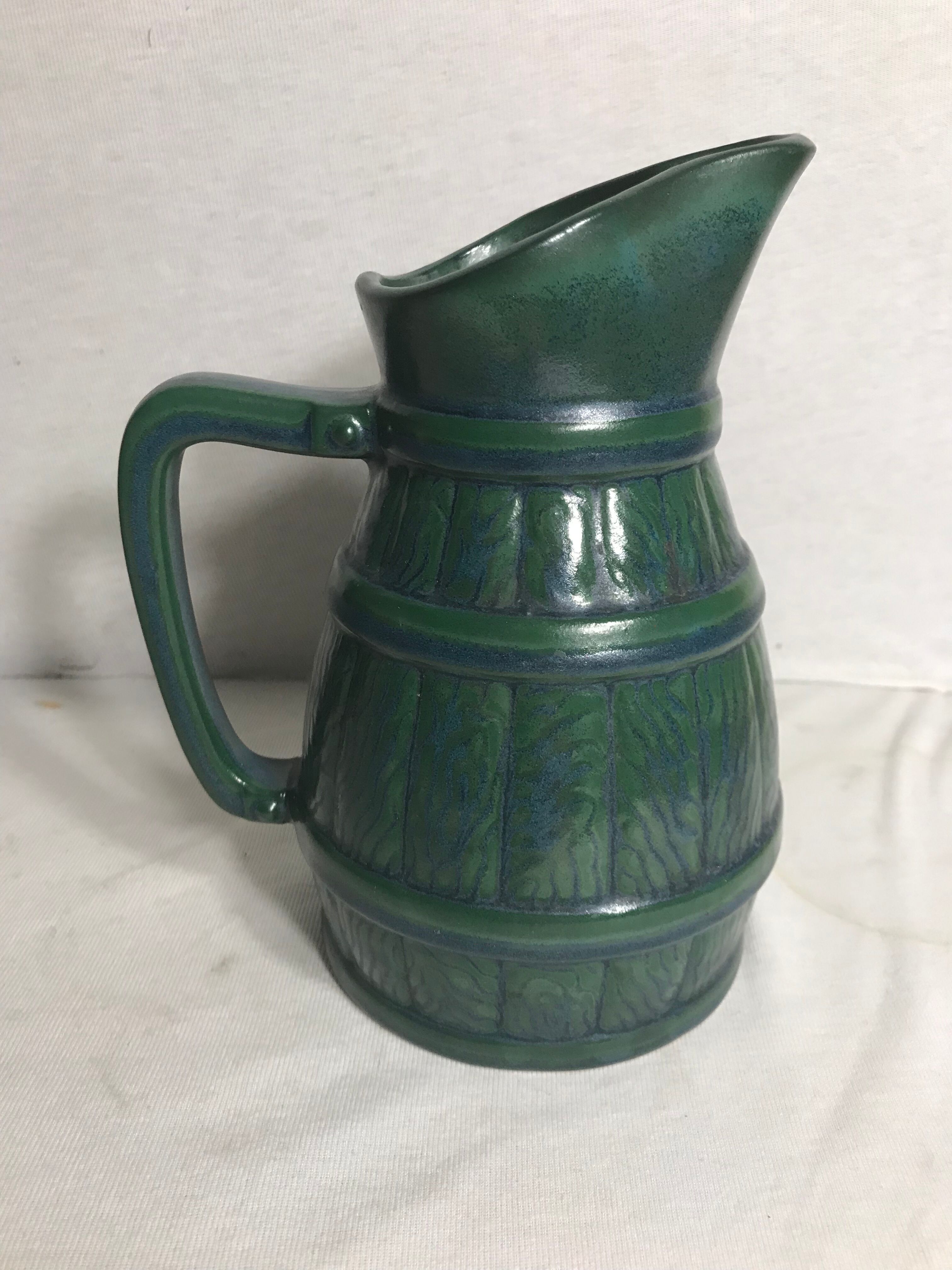 Former pitcher 80cl enamelled ceramic + cove blue green kitchen vintage