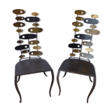 Pair of chairs with leaves