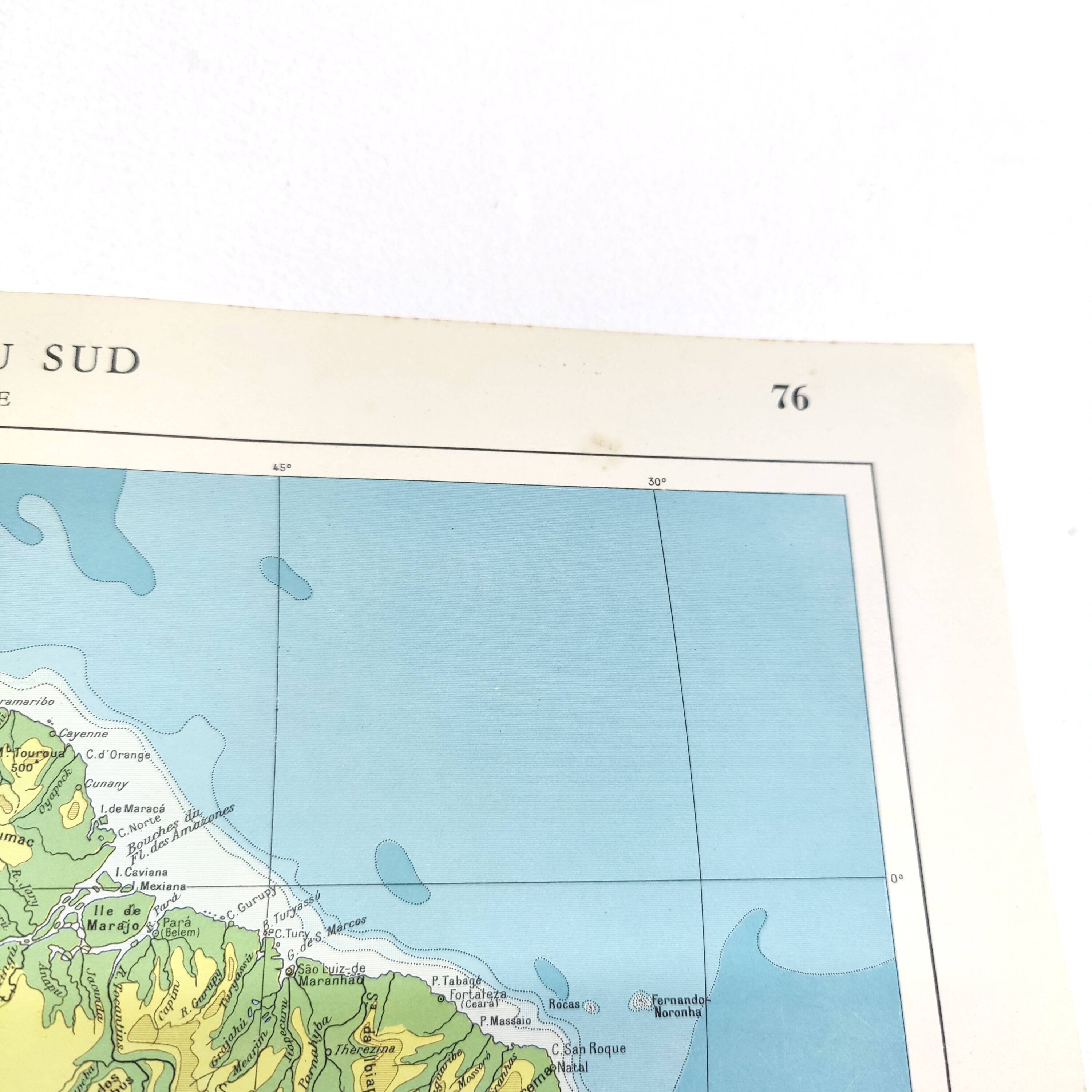 Carte de Amérique du Sud vintage de 1950