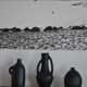 Trio de vases noirs vintage