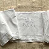 Antique thick cotton sheet with AB monogram