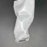 White tinted glass vase with crumpled effect