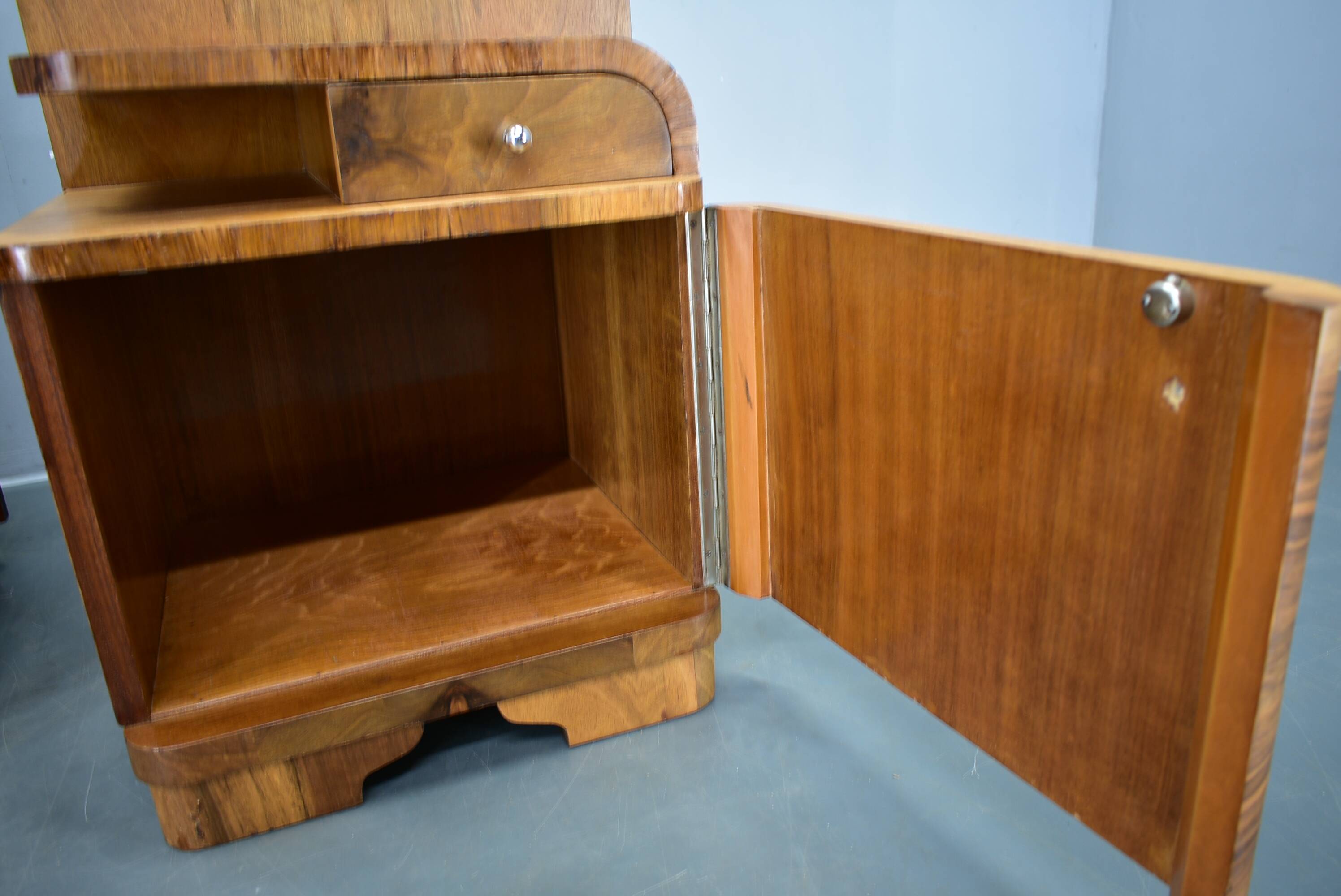 1939s pair of Art Deco bedside tables, Czechoslovakia