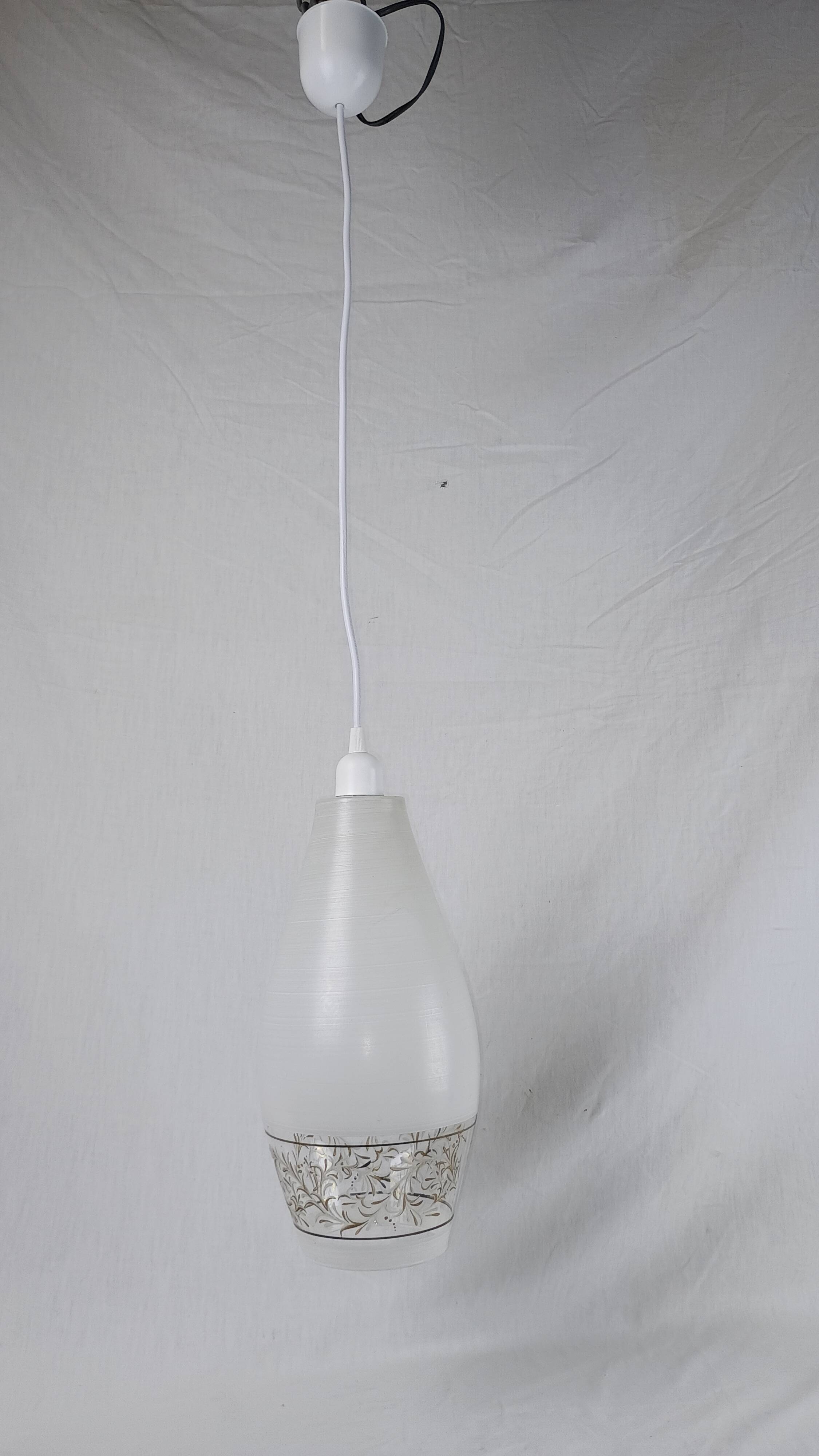 Lunel vintage textured glass pendant light, 1960s French design