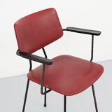 Kembo chair simili burgundy leather with armrests