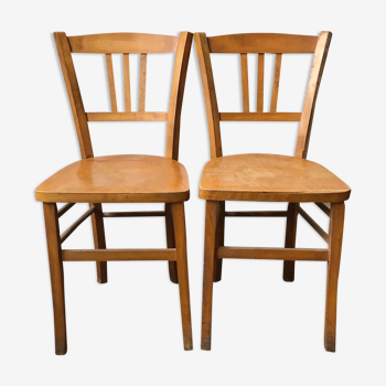 Duo de chaises bistrot années 50 Baumann