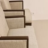 Pair of armchairs cube year 1960 fabric chiné beige restored. Sam SAM ref