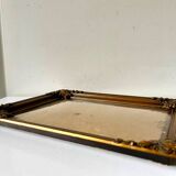 Vintage cooper & gold colored metal frame 27.5 cm  x  21.5 cm convex glass