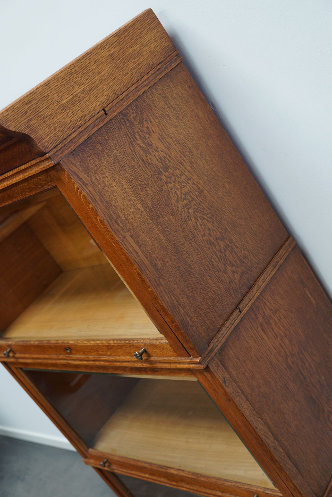 German oak bookcase with folding doors, ca 1900