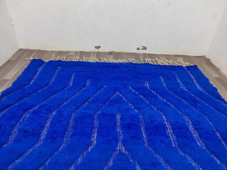 Azilal blue wool rug 250cm x 150cm