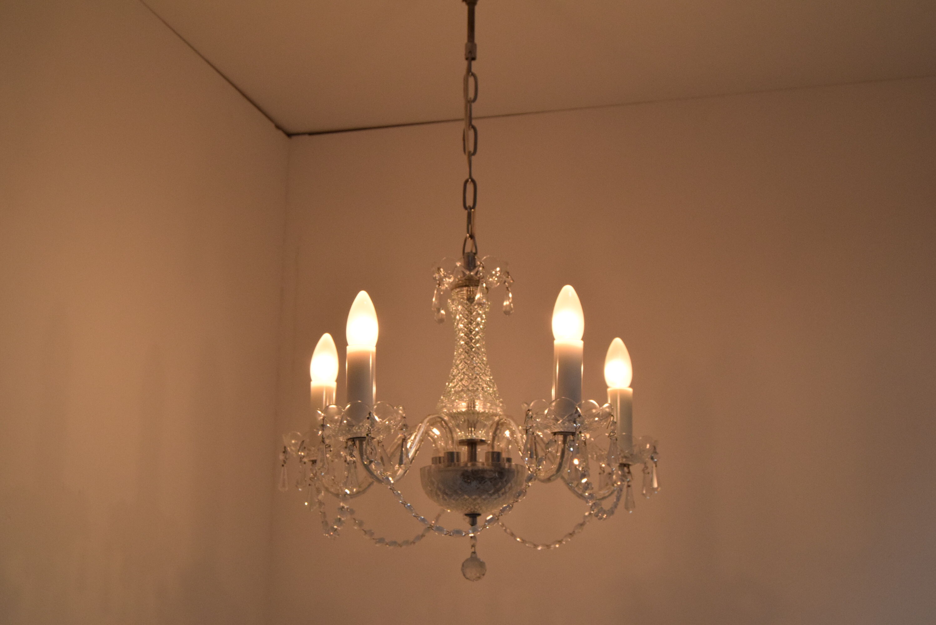 Mid-century Crystal Glass Chandelier by kamenicky Senov,1960's.