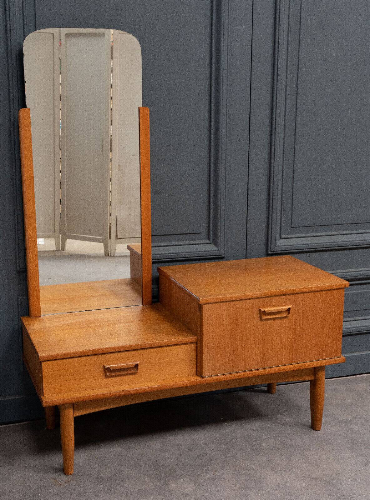 Scandinavian teak dressing table 1960 a mirror a drawer a lid