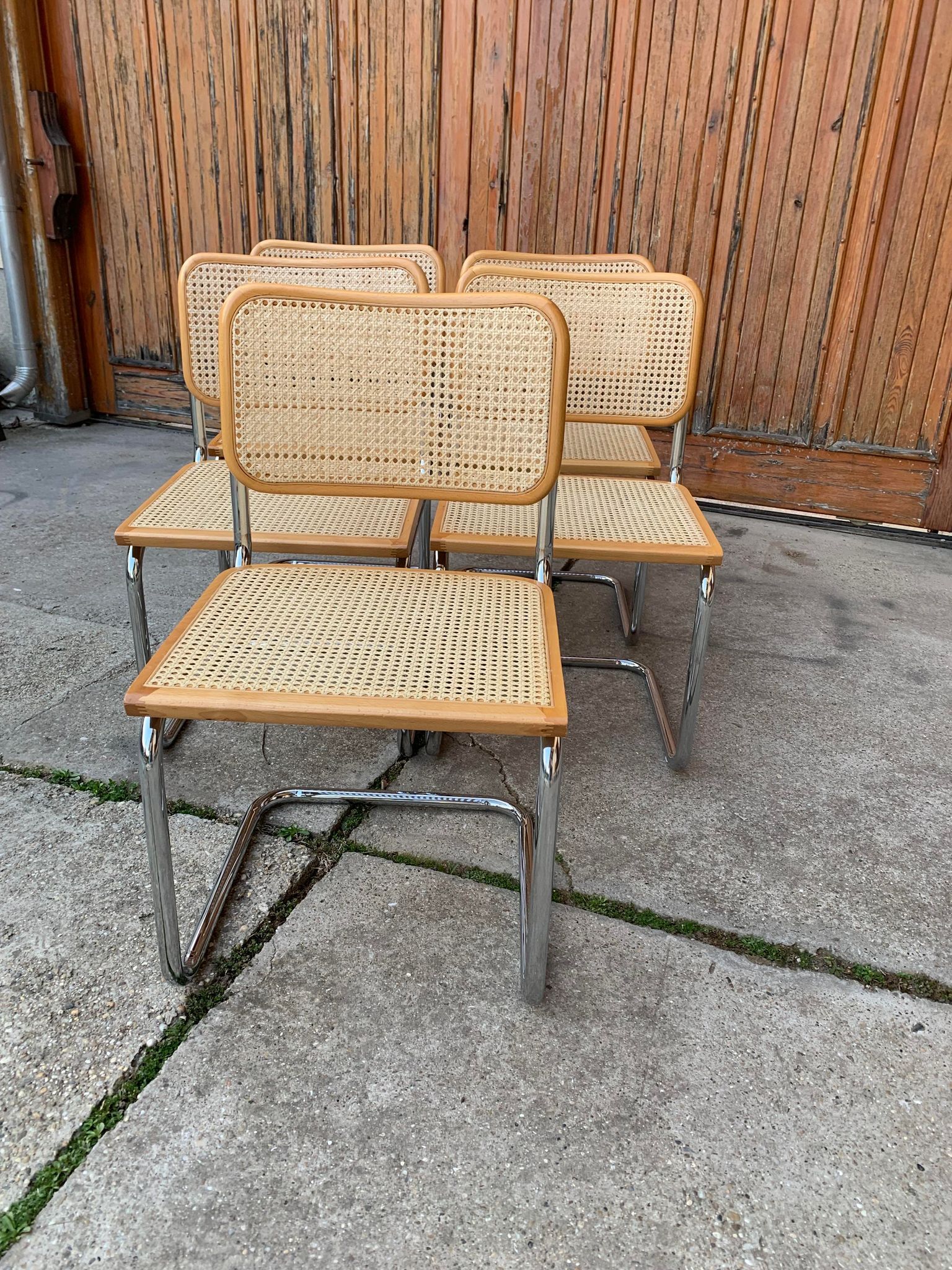 Set of 5 mid-century Italian B32 Cesca chairs by Marcel Breuer, 1970s