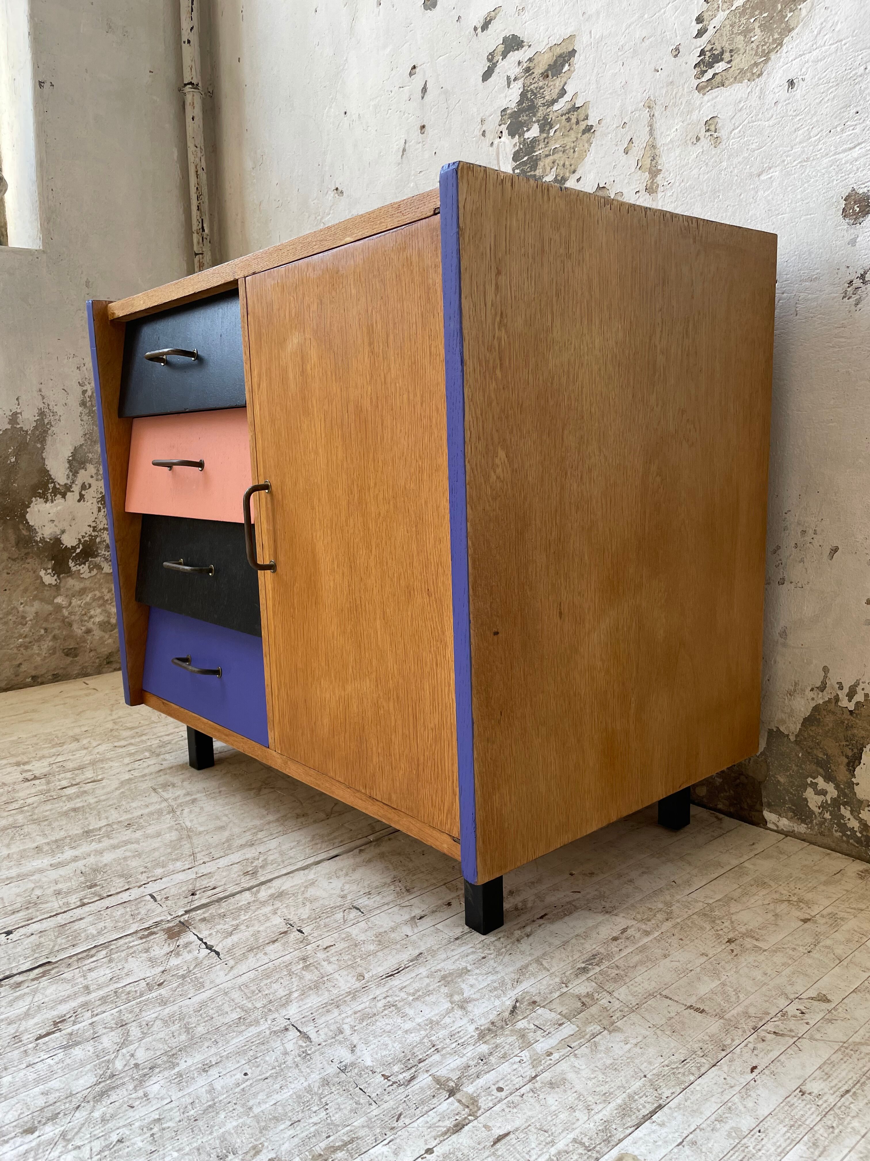 Meuble commode colorée années 60