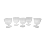 Vintage set of 5 glasses engraved on feet