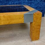 Italian burl coffee table after Willy Rizzo for Mario Sabot
