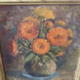 Oil on canvas "bouquet of marigolds"