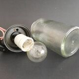 1990s Russian Soviet glass mason jar table lamp lantern Industrial