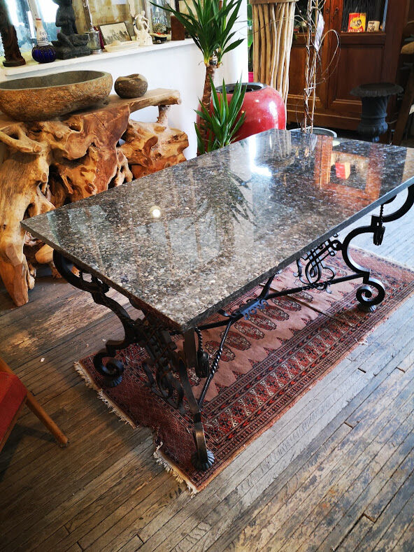 Art deco wrought iron and granite Gilbert Poillerat 1930