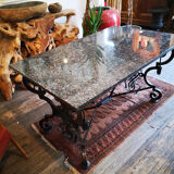 Table art déco fer forgé et granit Gilbert Poillerat 1930