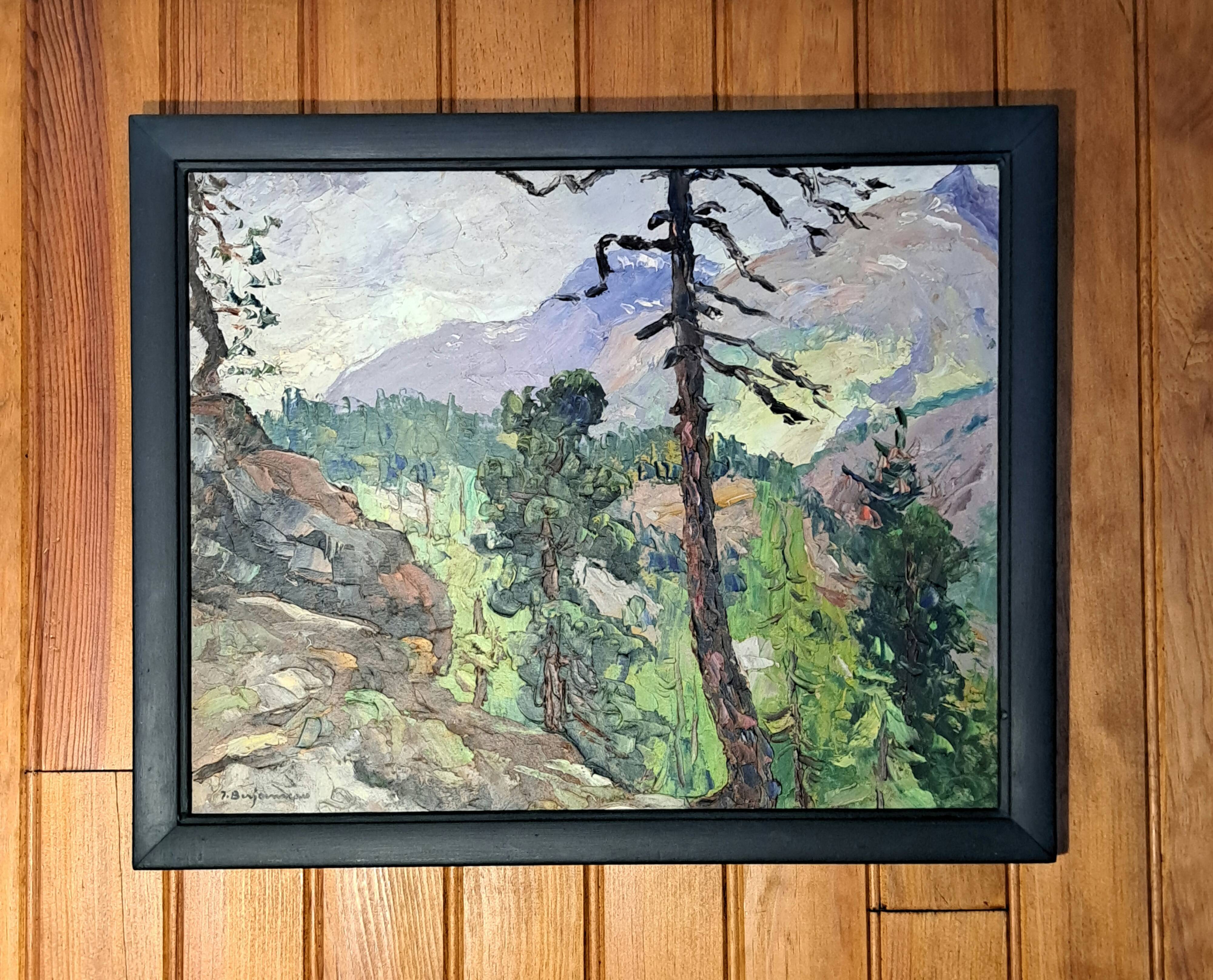 Pair of post-impressionist paintings signed BERJONNEAU, oil on cardboard.