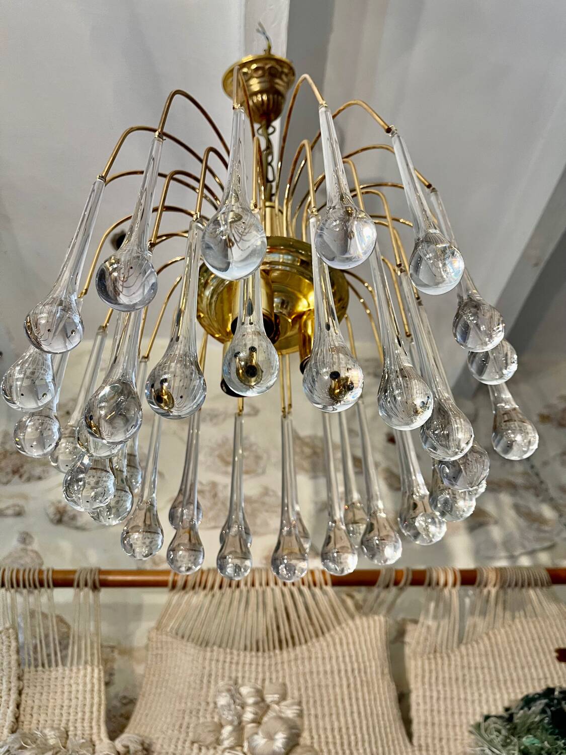 Venini lustre goutte verre murano , Italie 1970