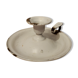 White enamelled candle holder