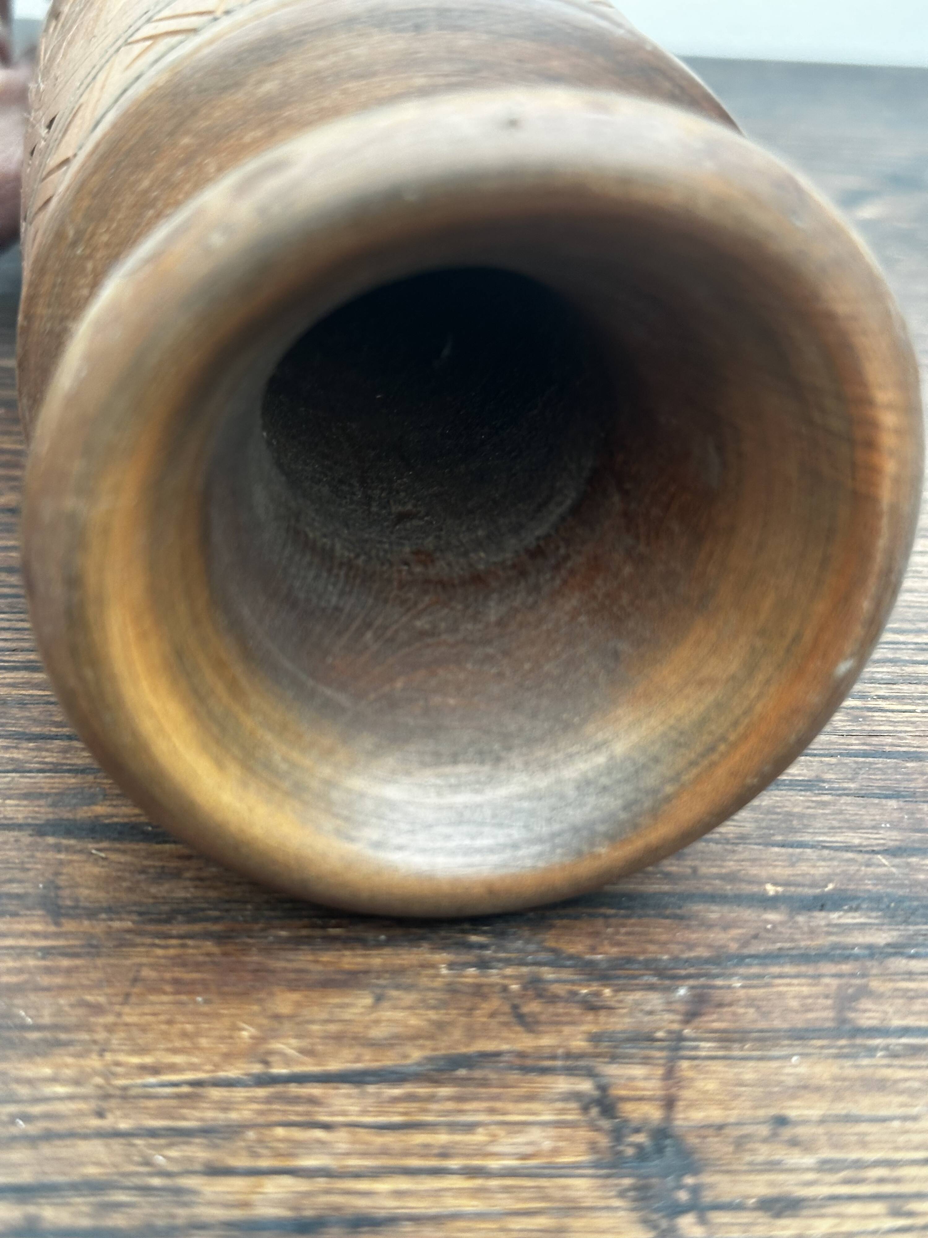 Turned and carved wooden vase, mid-20th century