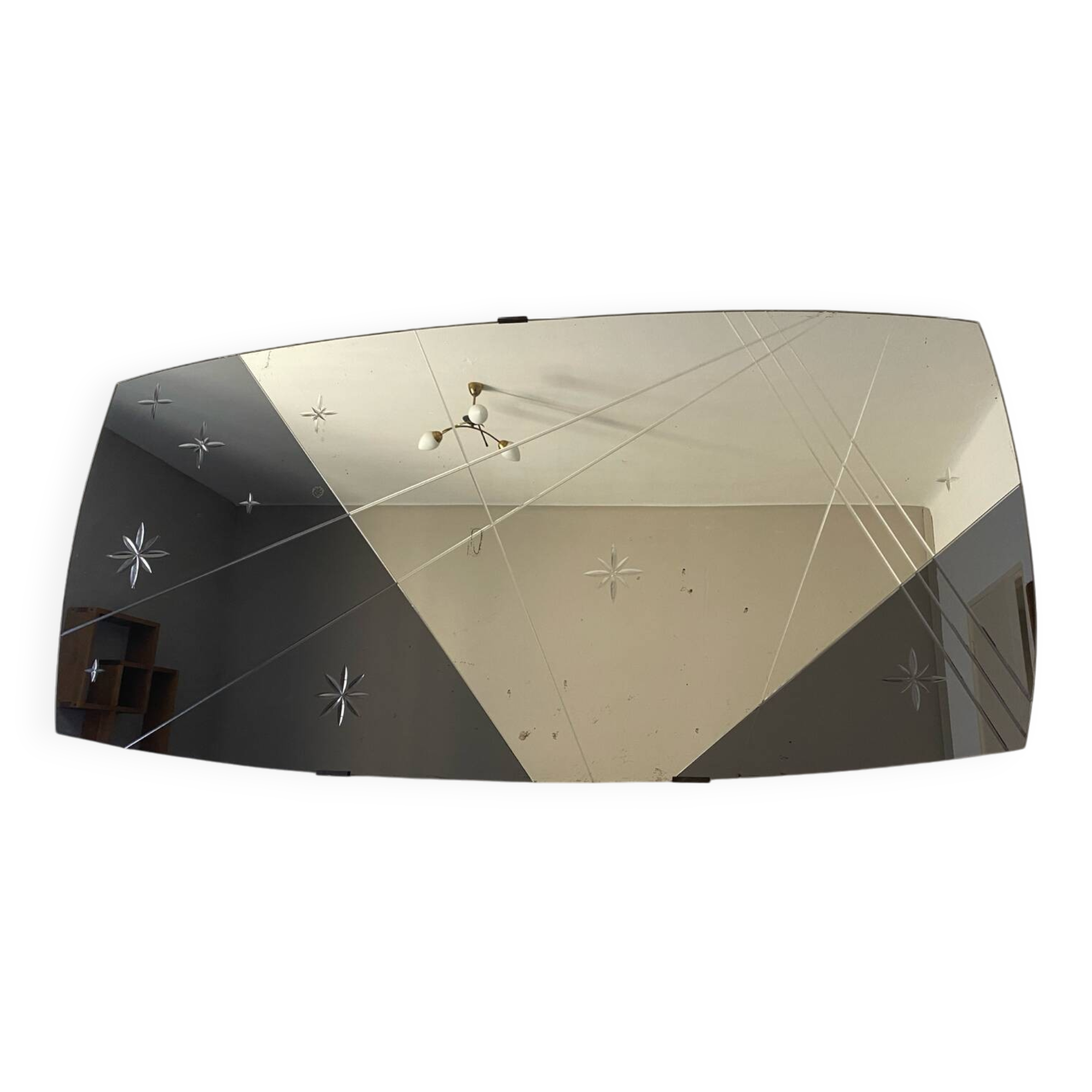 Large two-tone panoramic mirror designed by Marly Frères in Bordeaux CIRCA 1960