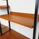 Vintage Italian double modular shelf bookcase in teak and metal