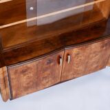 Restored Art Deco Walnut Bookcase, Revived Polish, Czech, 1930s