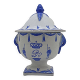 White and blue earthenware candy box