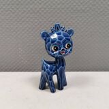 A Japanese ceramic “toy” from the 70s, blue Kawaii animal deer figurine.