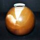 Vintage ball vase in flamed stoneware 1960 - caramel color with blue flow - signed DS