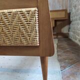 Lit et chaise bois et rotin