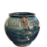 Raku Large Enamelled Ceramic Basin with Anthropomorphic Sockets