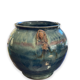 Raku Large Enamelled Ceramic Basin with Anthropomorphic Sockets