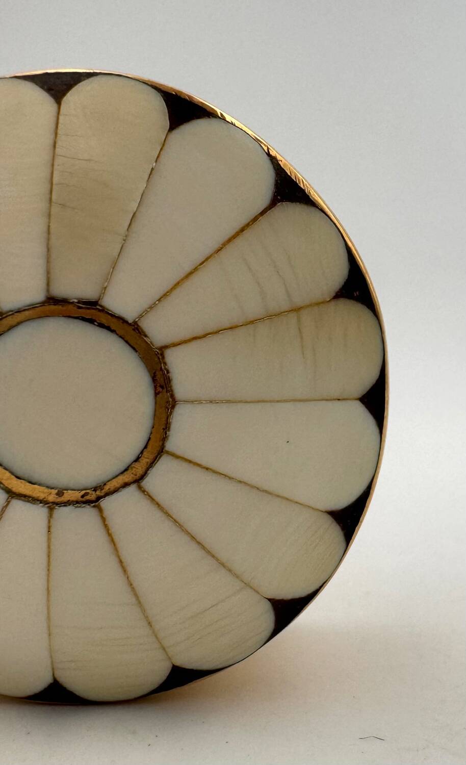 Vintage pillbox, brass and bone box - 1970s