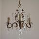 Chandelier en cage en bronze et cristal à 3 lumières Acanthus Art Nouveau français