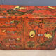 Vintage red chinoiserie cabinet, 1970s