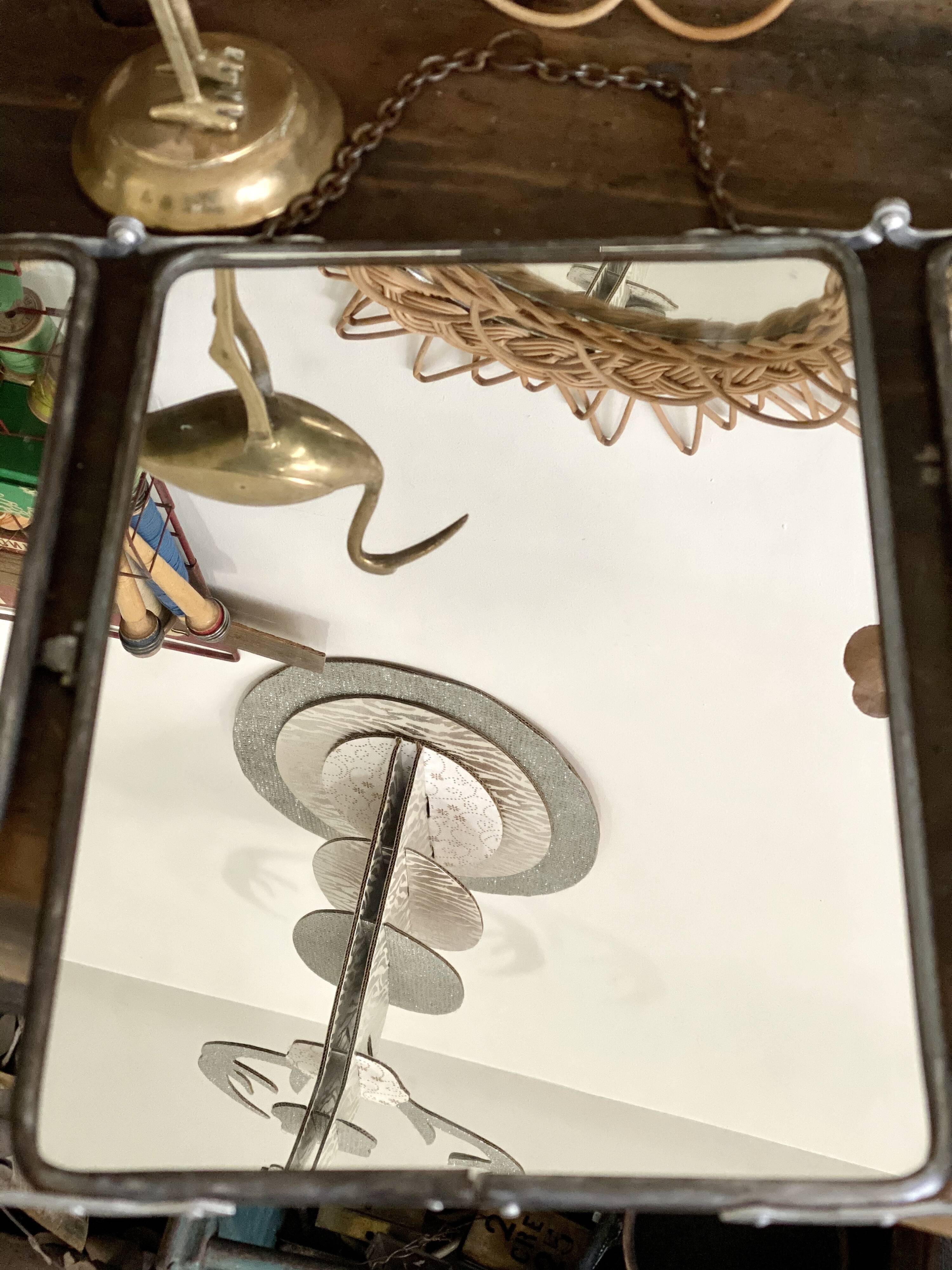 Vintage triptych barber mirror