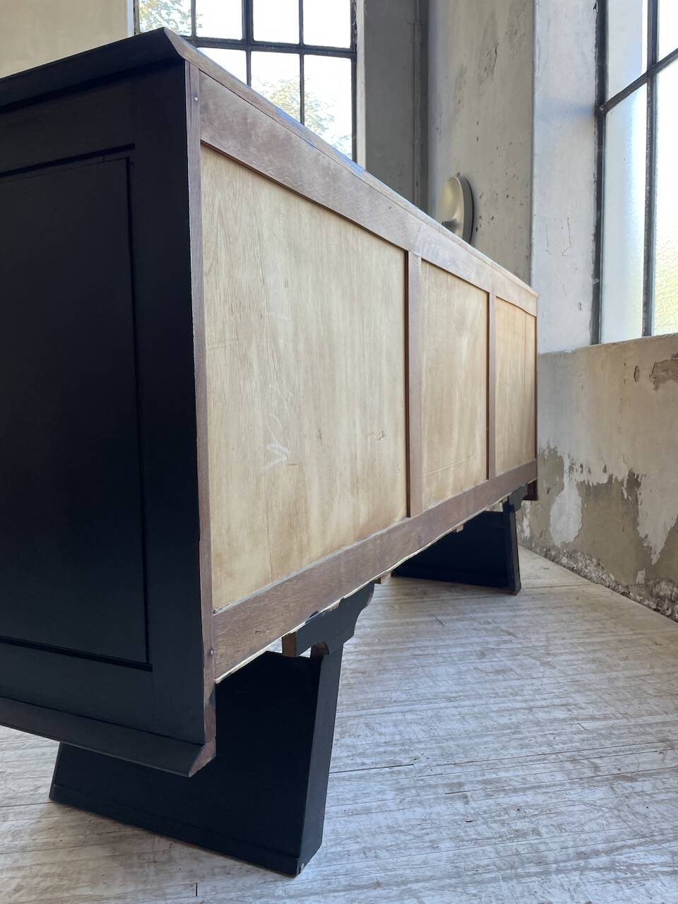 60s brutalist black sideboard