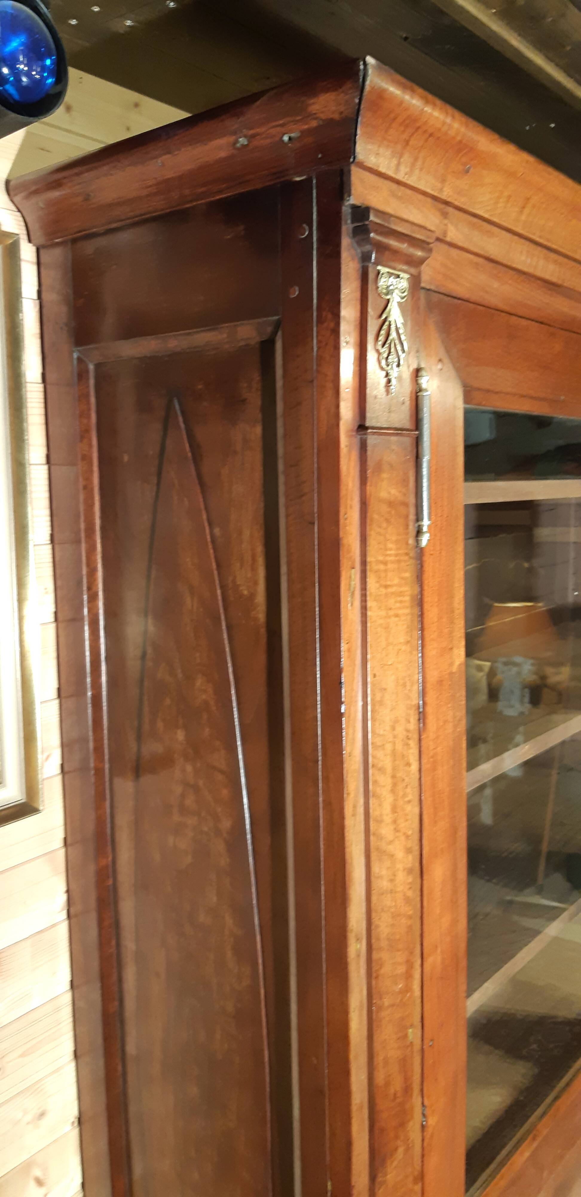 Period empire display bookcase in solid walnut