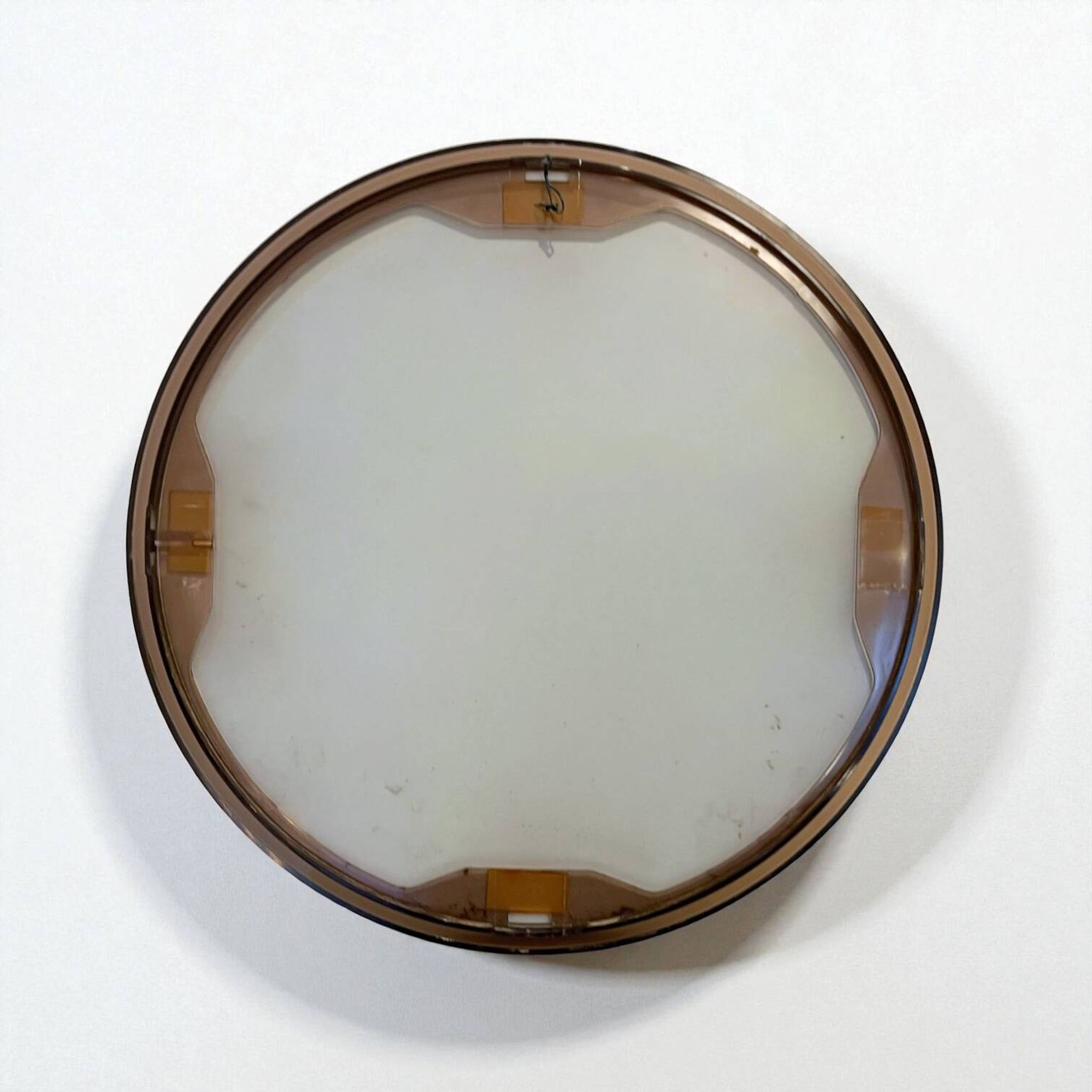 50 cm - Large round vintage wall mirror in smoked Plexiglas - 1960s-70s