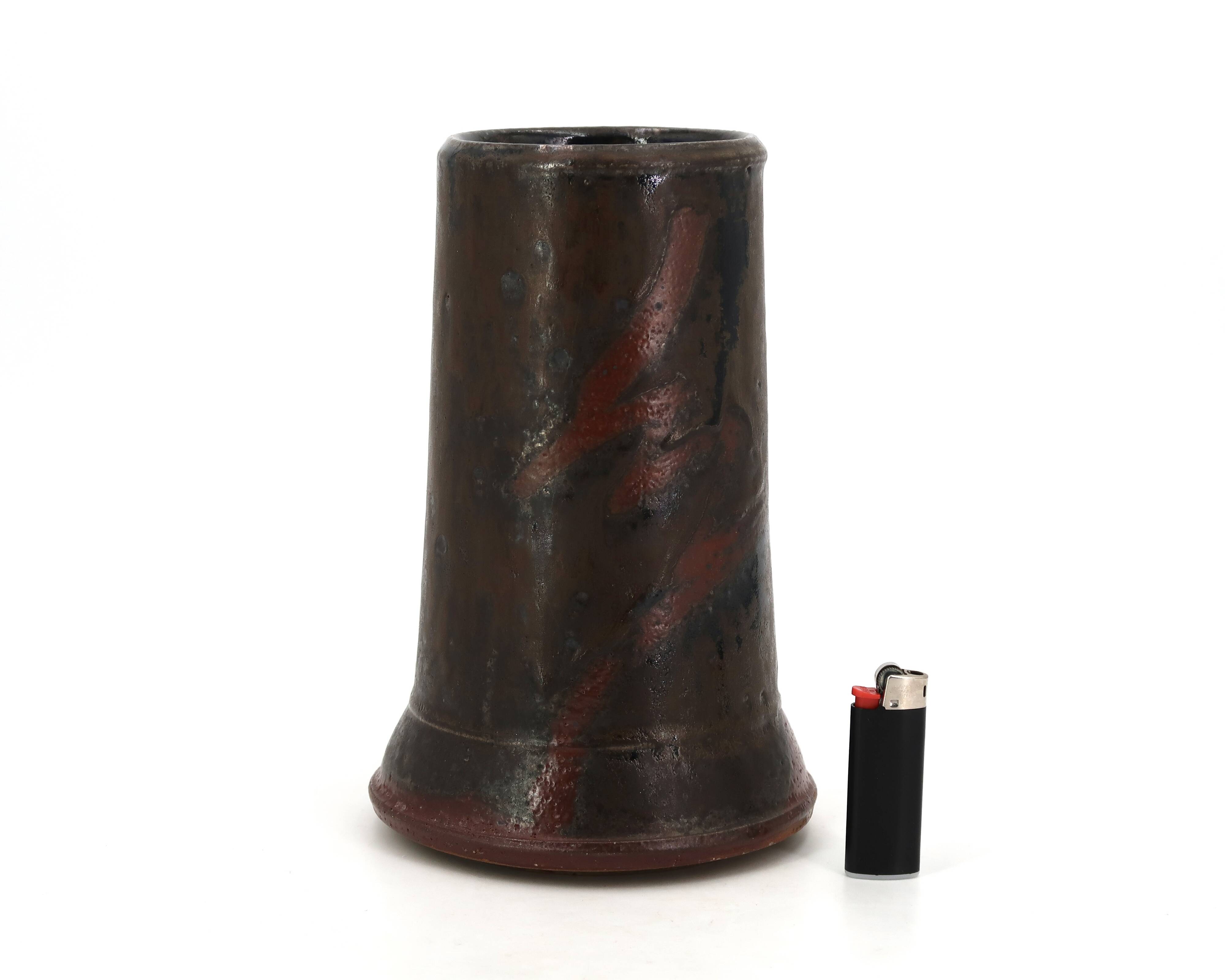 Vase en céramique de Tristan Chaillot, décor abstrait, grès des années 70