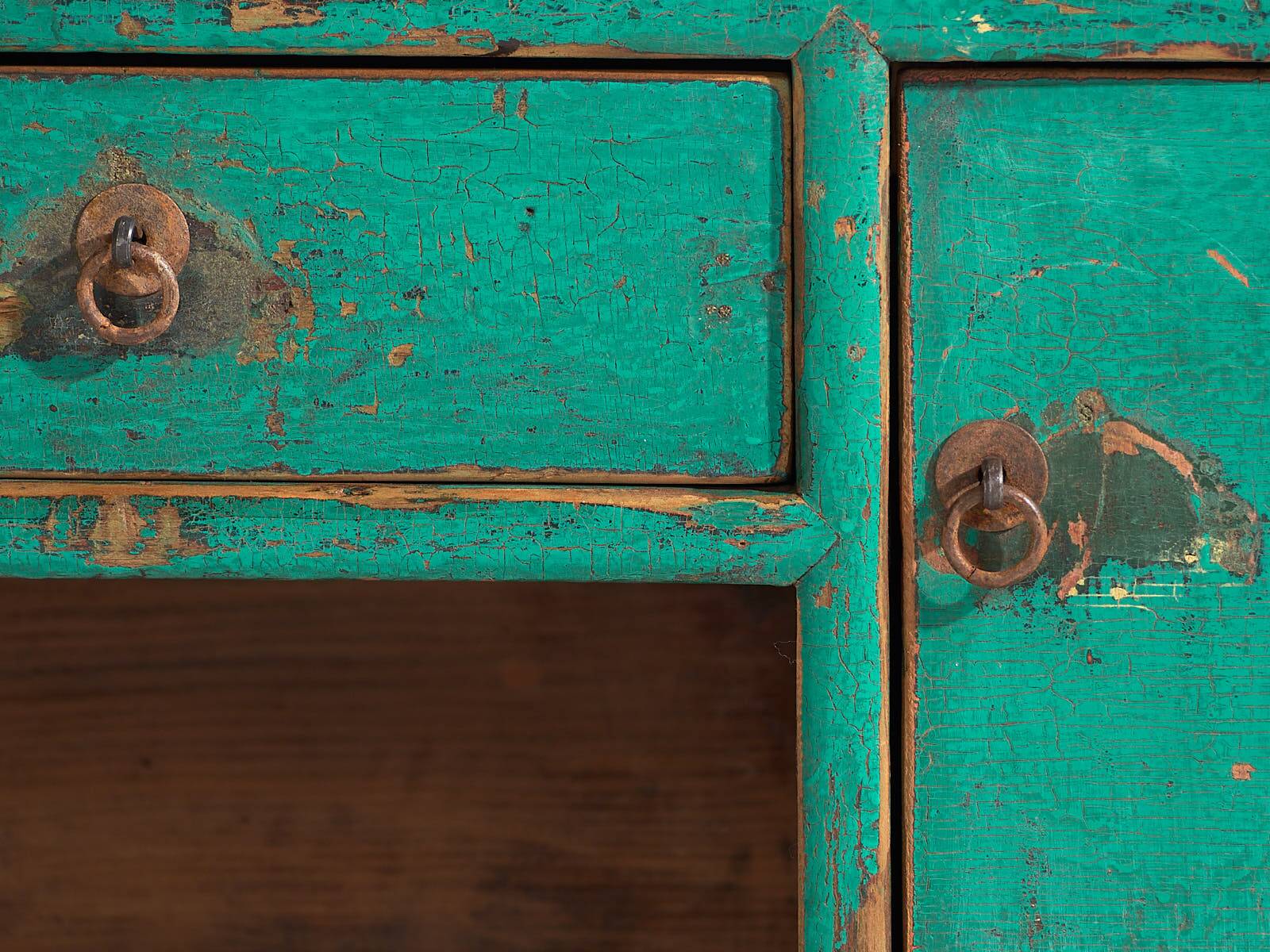 Antique oriental turquoise green TV cabinet (c.1900) #26