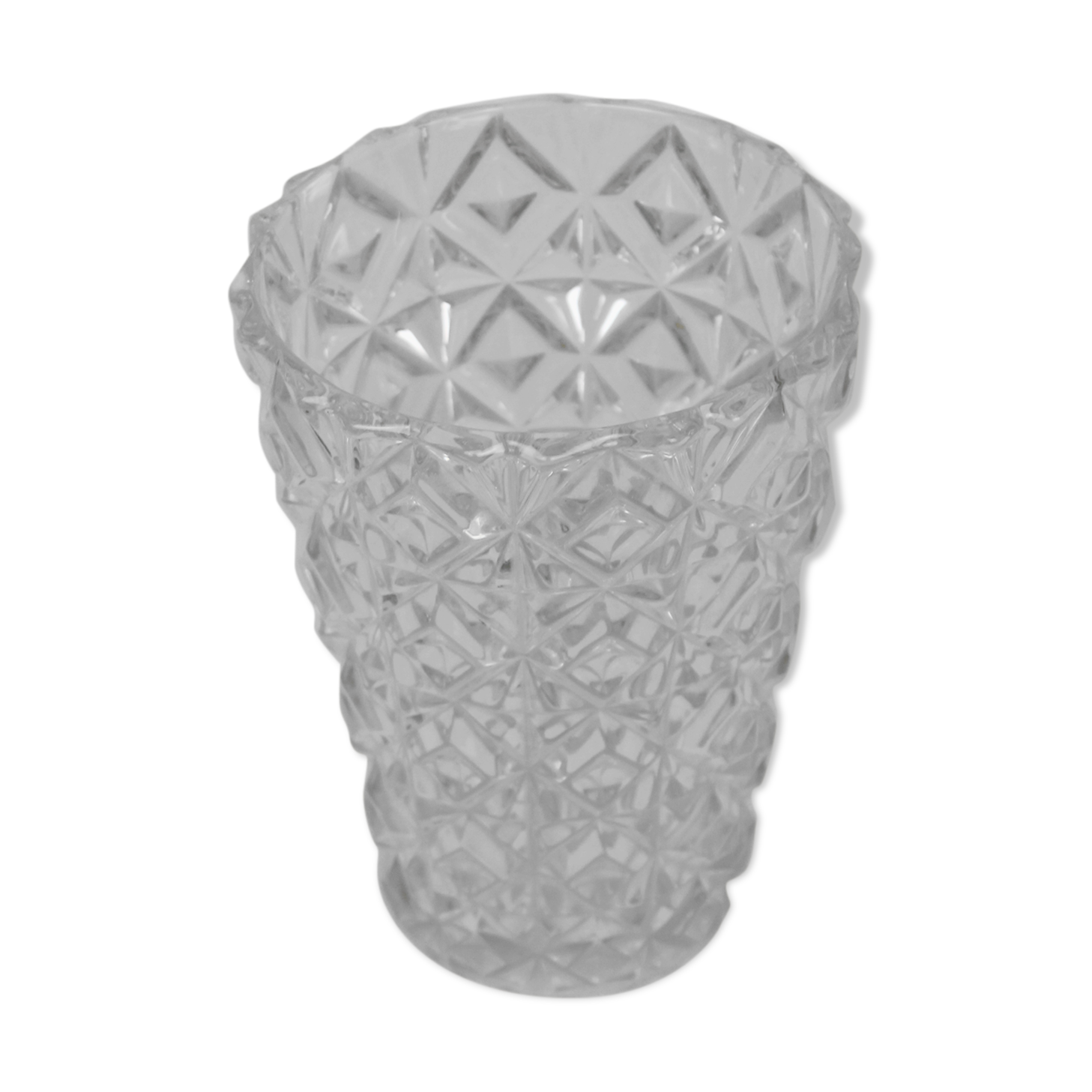 Diamond-cut chiseled glass vase 1960