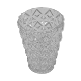 Vase en verre ciselé taille diamant 1960