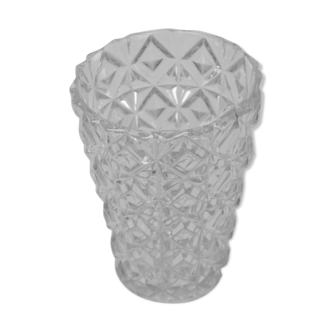 Diamond-cut chiseled glass vase 1960